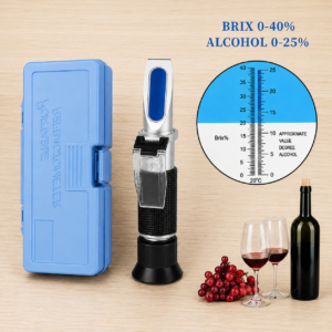 Refractómetro Brix 0–40% y Alcohol 0–25%